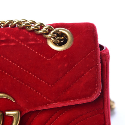Gucci Velvet Matelasse Mini GG Marmont Shoulder Bag Hibiscus Red 13 of 17