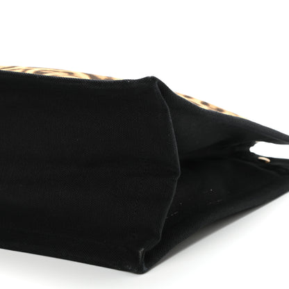 Saint Laurent Canvas Calfskin Leopard Print Rive Gauche Noe Tote Natural Black 10 of 13