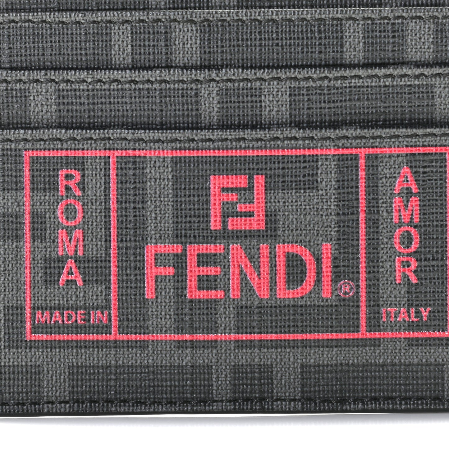 Glazed Fabric FF 1974 Roma Amor Card Holder Black Rosso