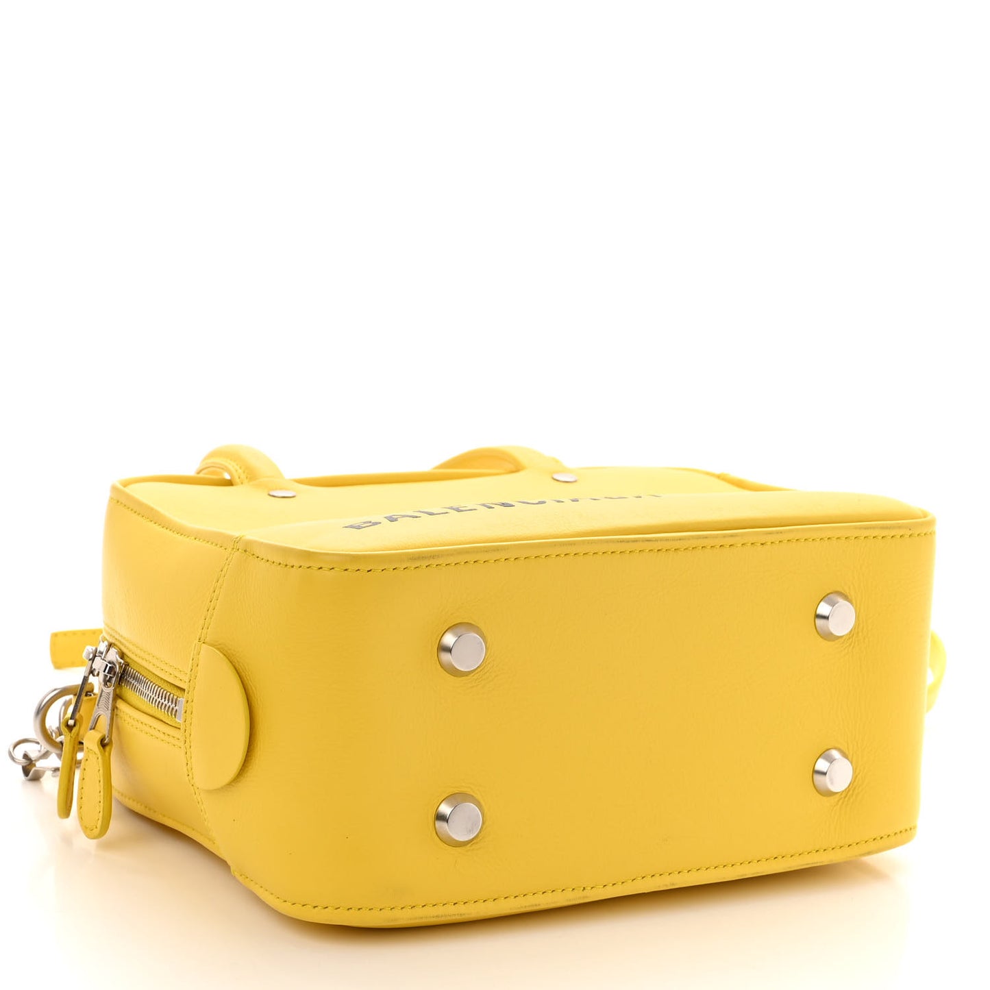 Shiny Day Calfskin Logo XS Triangle Square Bag Jaune Black