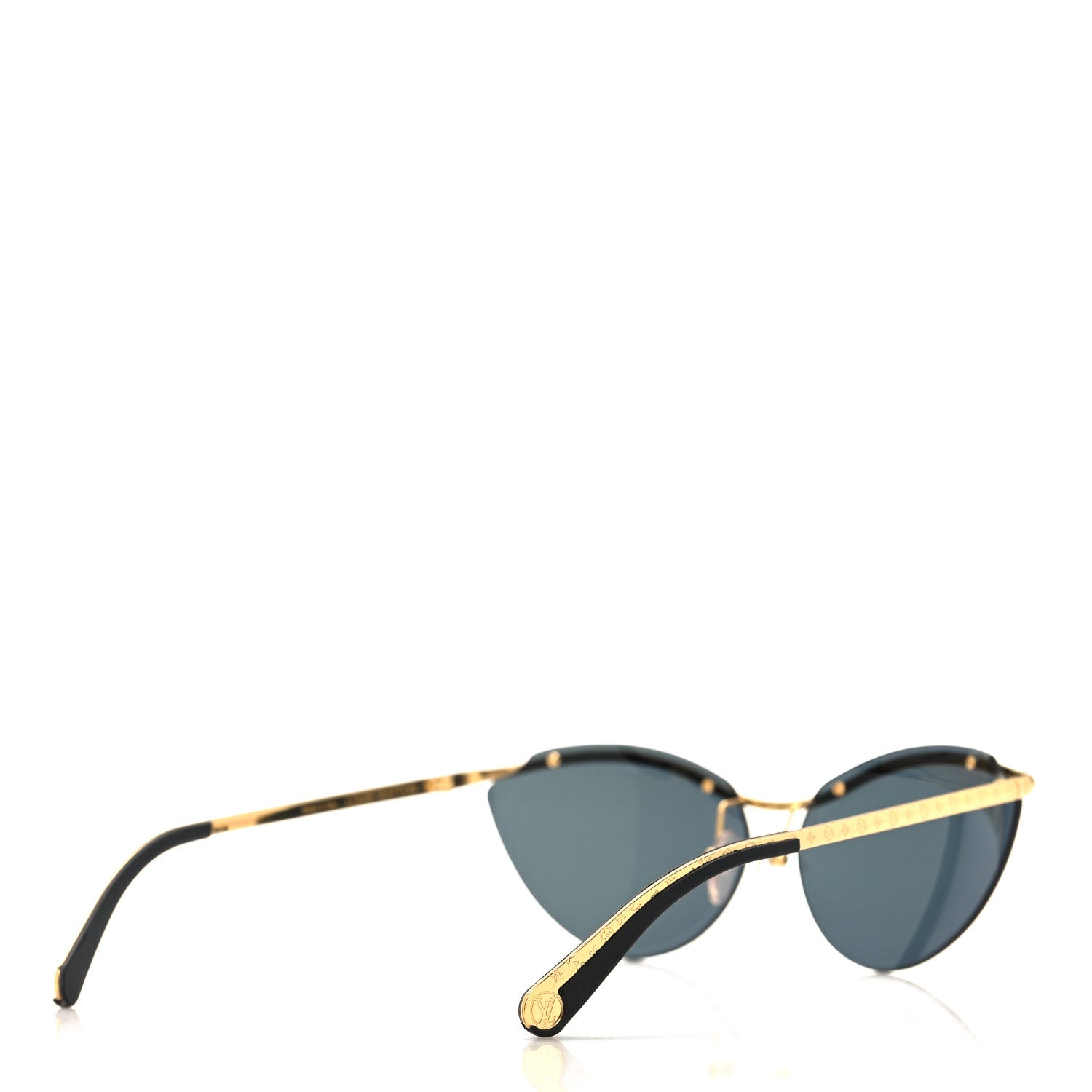 Louis Vuitton Metal LV Mirrored Cat Eye Sunglasses Z1039E Gold 4 of 7
