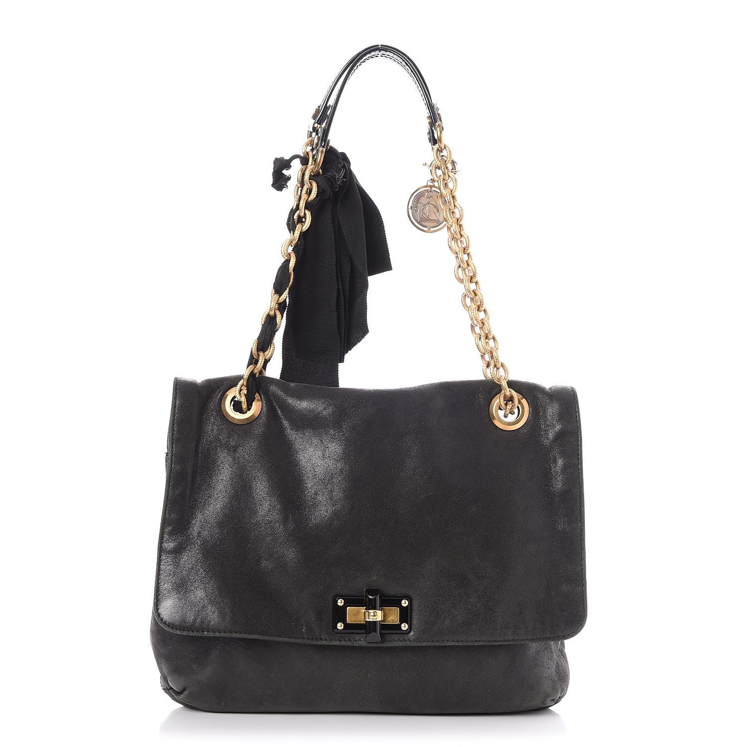 Lanvin Calfskin Quilted Large Happy Shoulder Bag Black 1 of 8