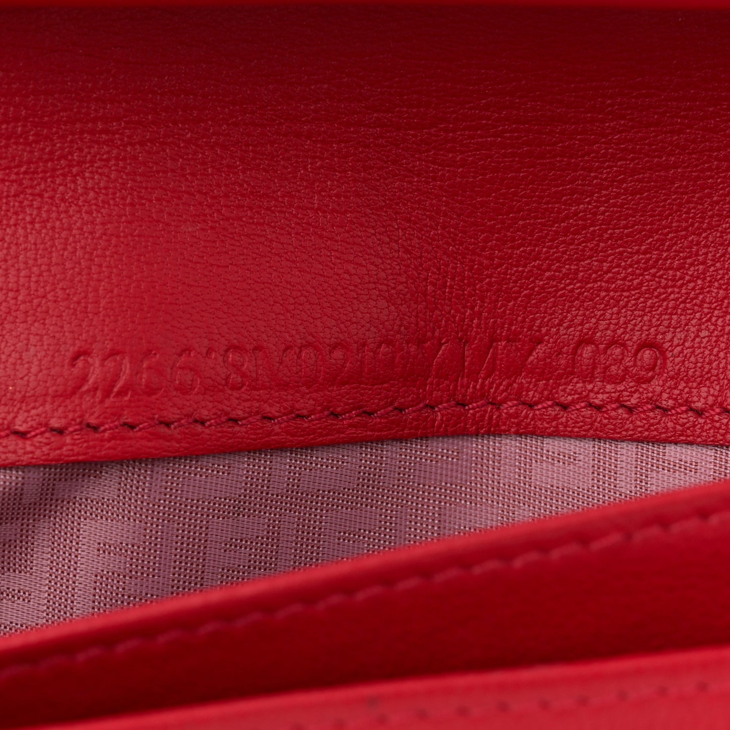 Nappa Logo Embossed Long Wallet on Chain Rosso