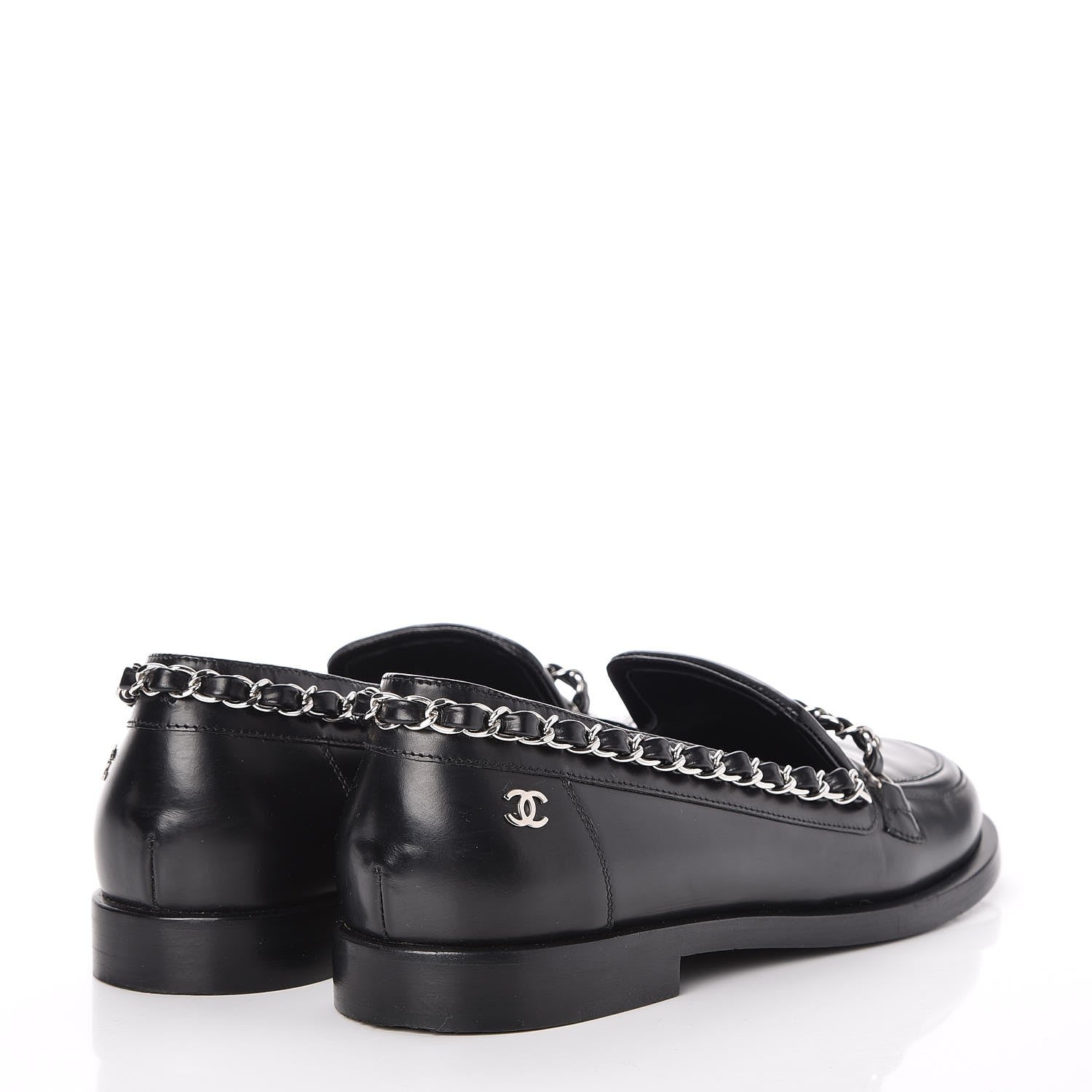 Chanel Calfskin CC Chain Moccasin Loafers 35 Black 4 of 11