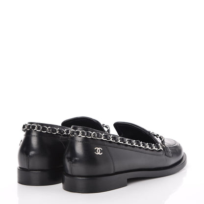 Chanel Calfskin CC Chain Moccasin Loafers 35 Black 4 of 11