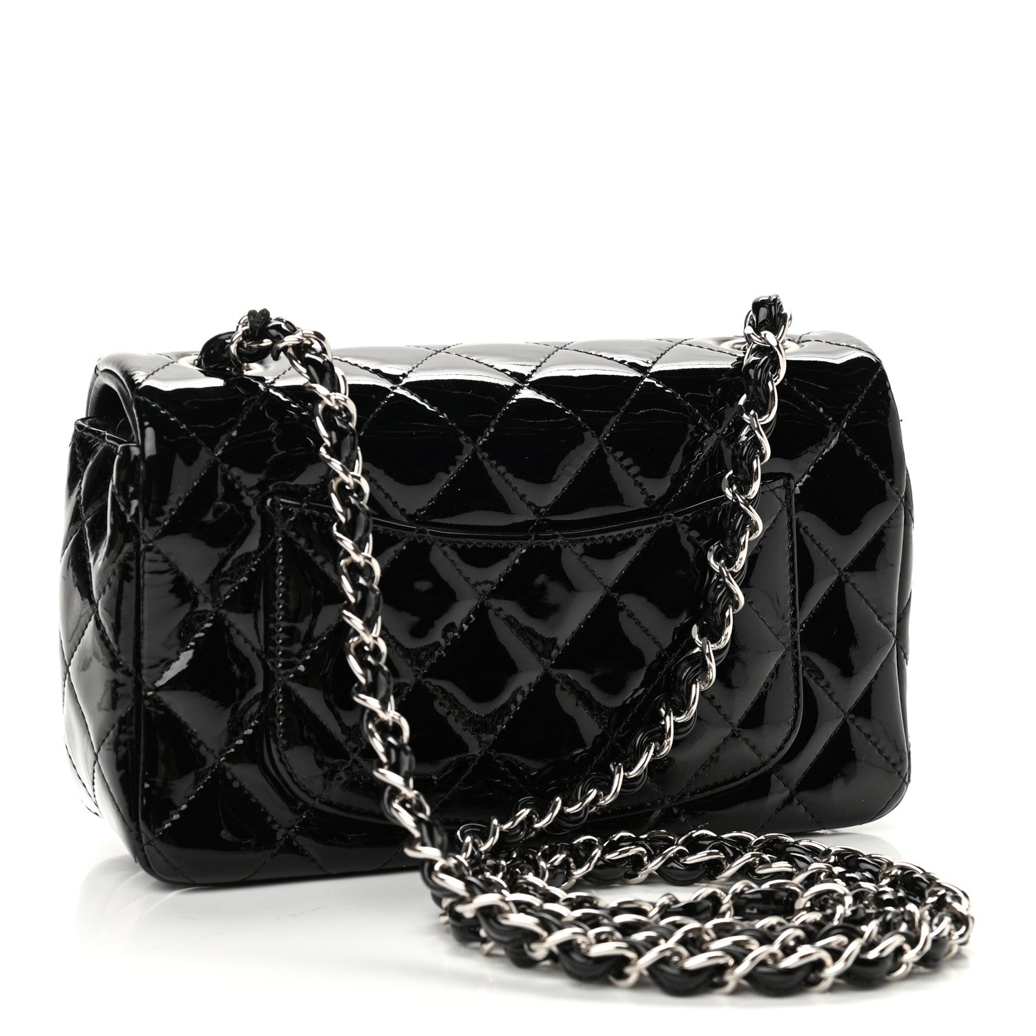 Chanel Patent Calfskin Quilted Mini Rectangular Flap Black 3 of 10