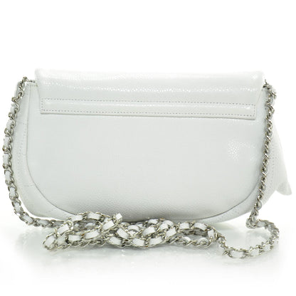 Chanel Caviar Half Moon Wallet On Chain Bag WOC White 4 of 11