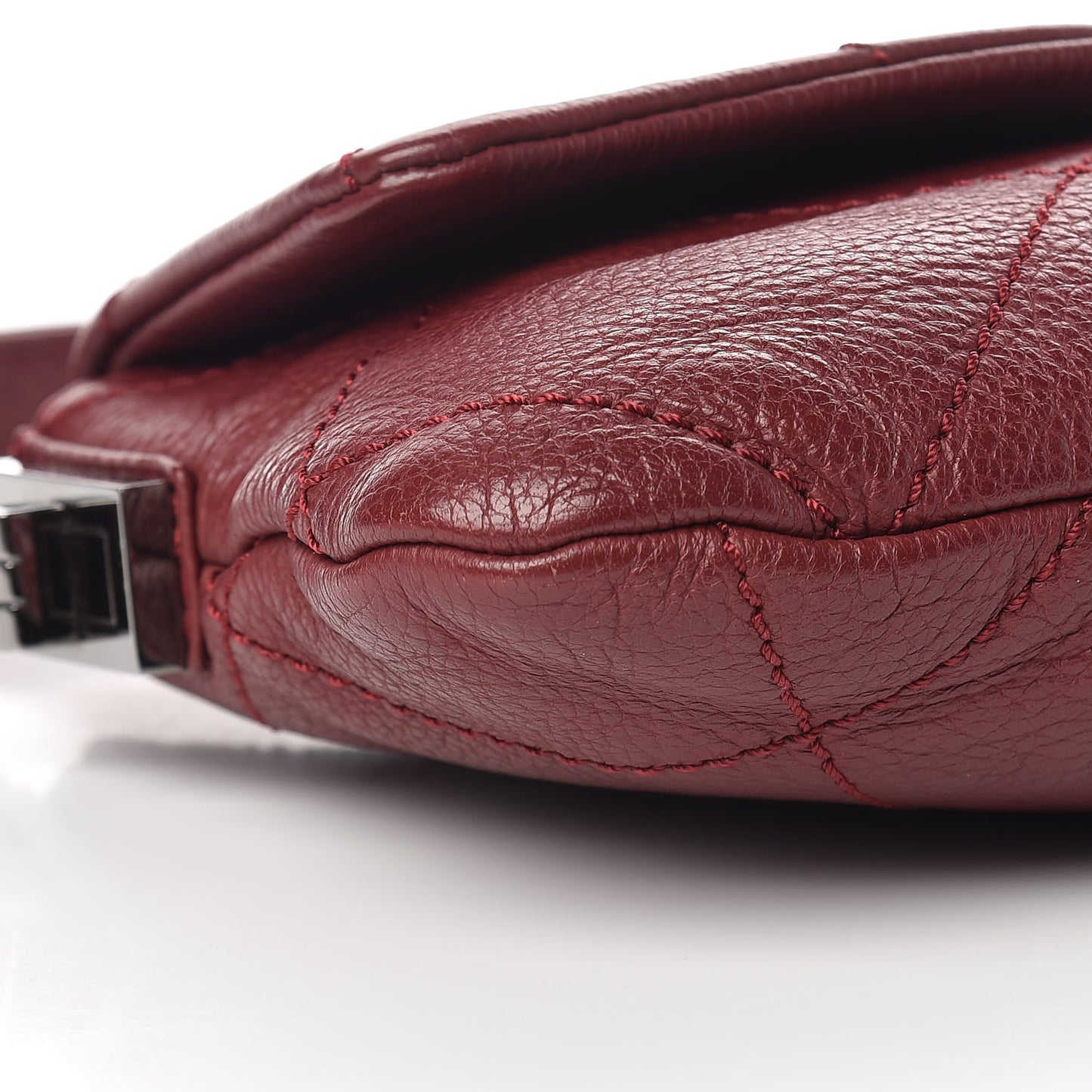 Calfskin Stitched Flap Shoulder Bag Red