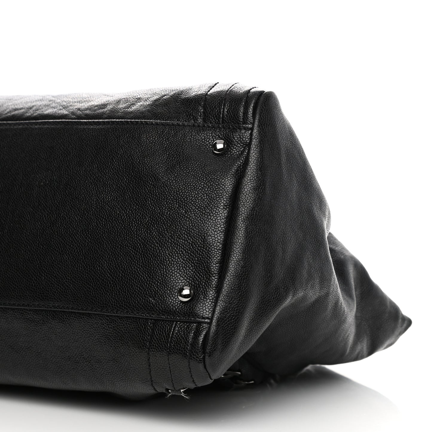 Glazed Caviar East West Modern Chain Tote Black