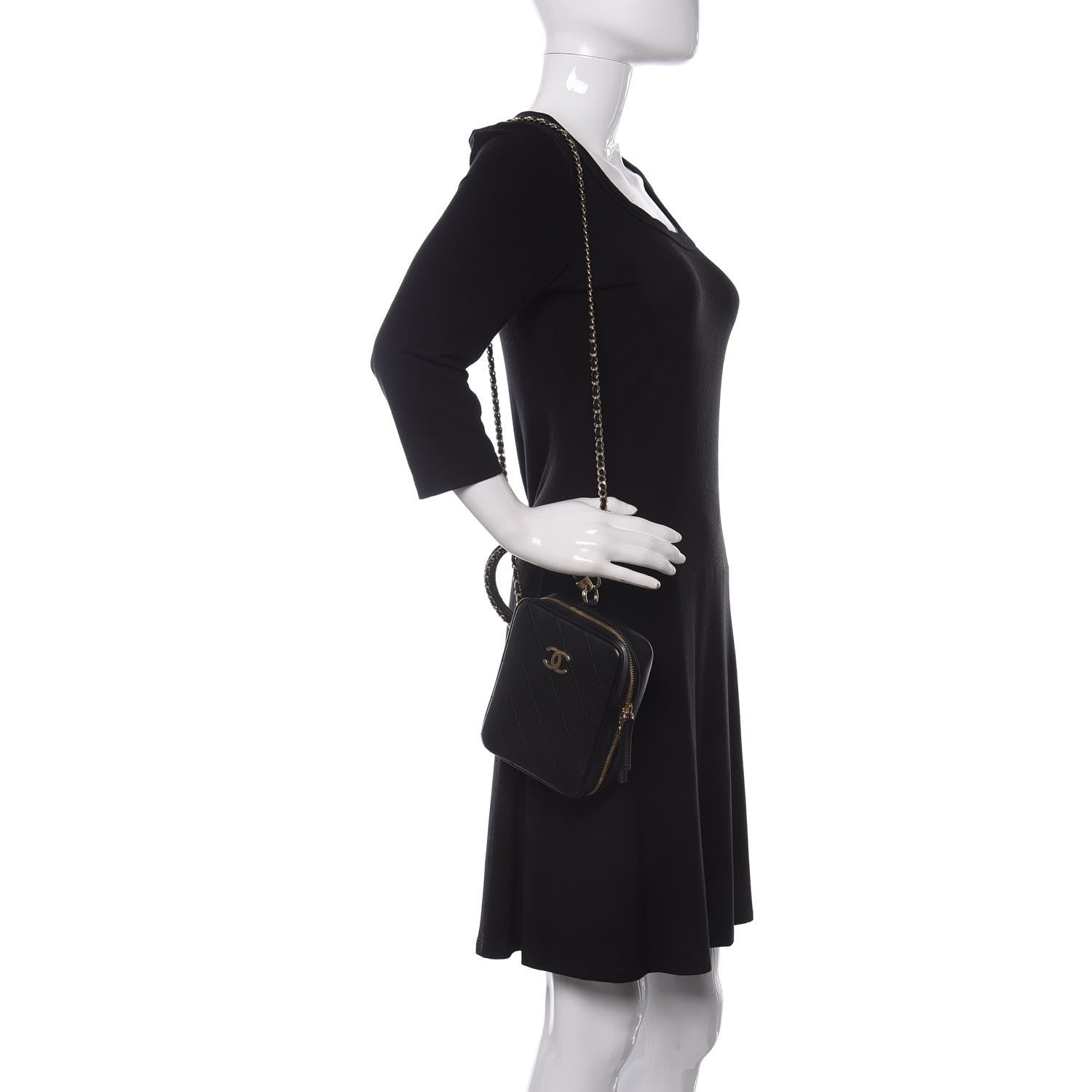 Chanel Calfskin Stitched Cup Of Tea Vanity Case Black 2 of 11