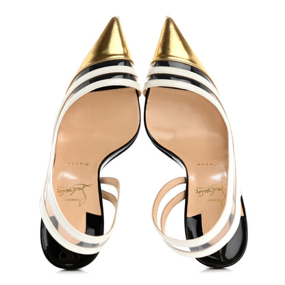 Christian Louboutin Patent PVC Paralili 100 Pumps 40 Gold Black White 2 of 8