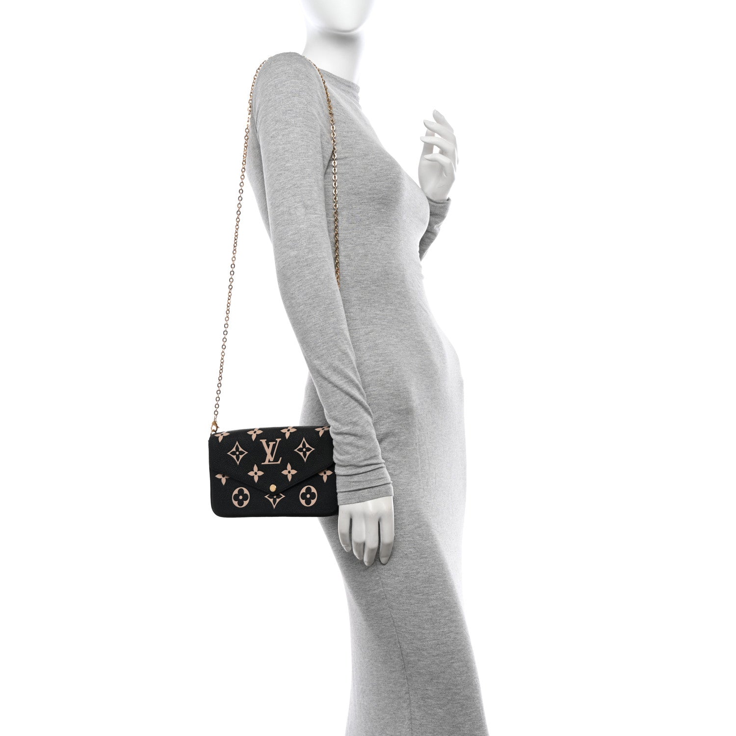 Louis Vuitton Empreinte Monogram Giant Felicie Pochette Black Beige 2 of 11