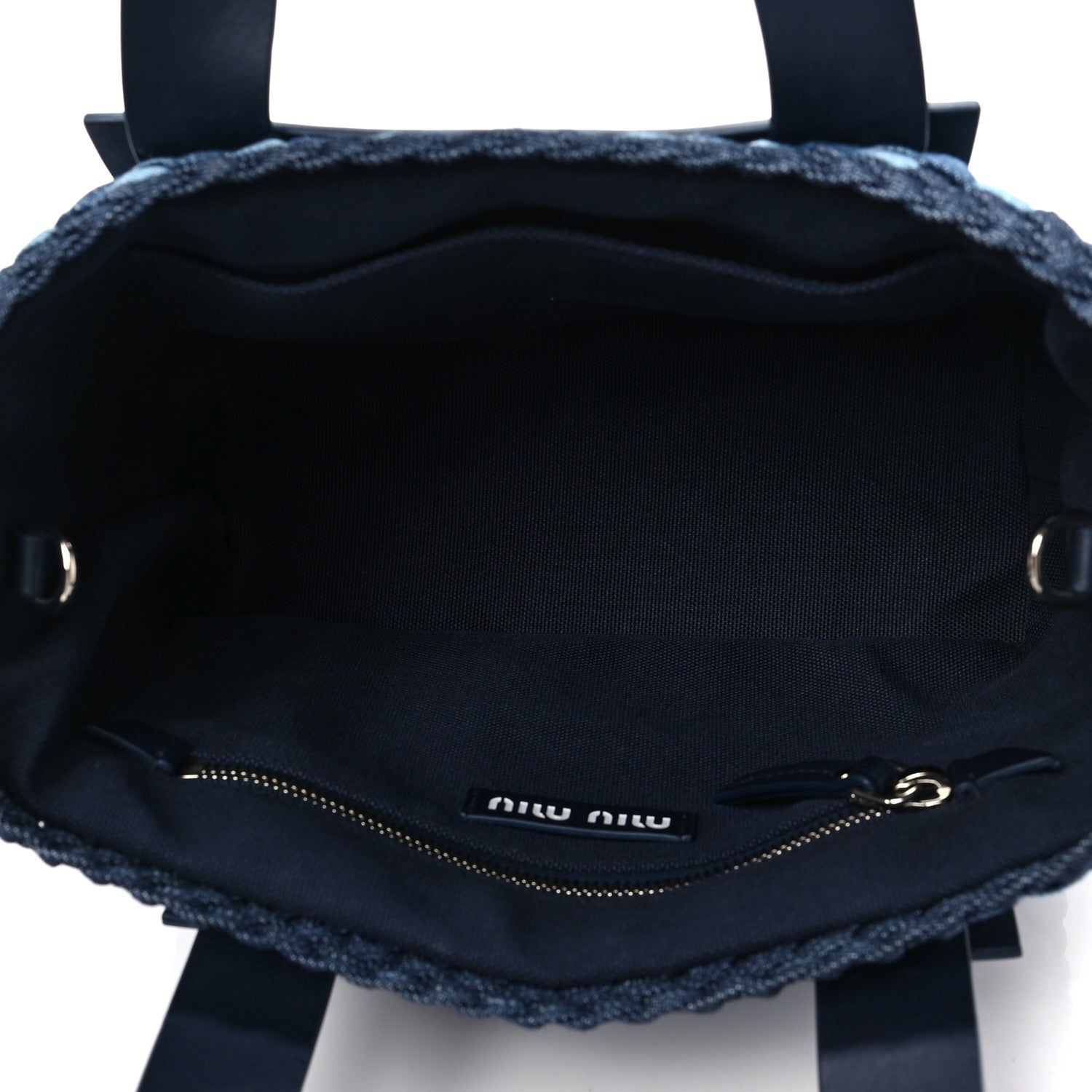 Miu Miu Denim Intreccio Tote Bleu 4 of 6