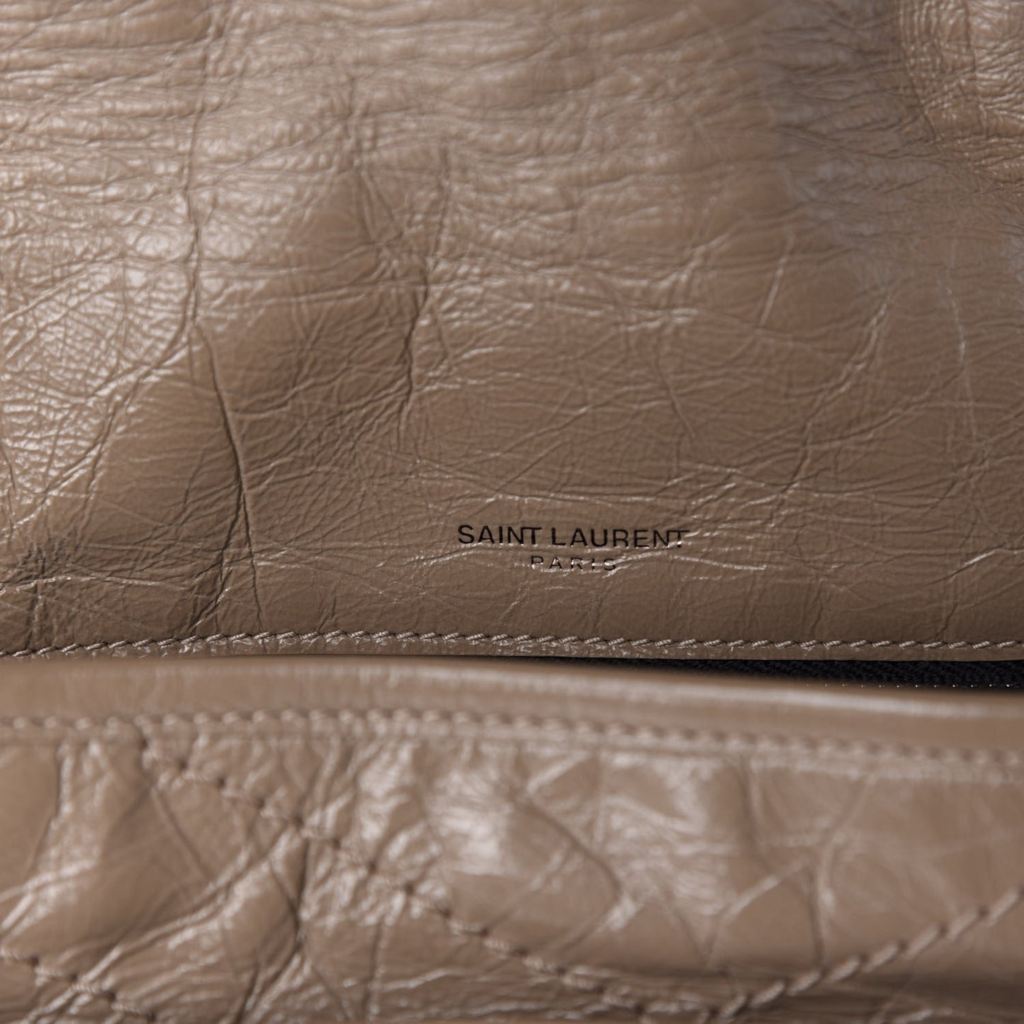 Crinkled Calfskin Matelasse Monogram Medium Niki Chain Satchel Taupe