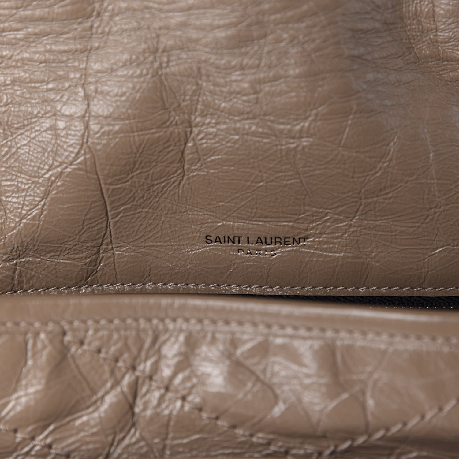 Saint Laurent Crinkled Calfskin Matelasse Monogram Medium Niki Chain Satchel Taupe 8 of 11