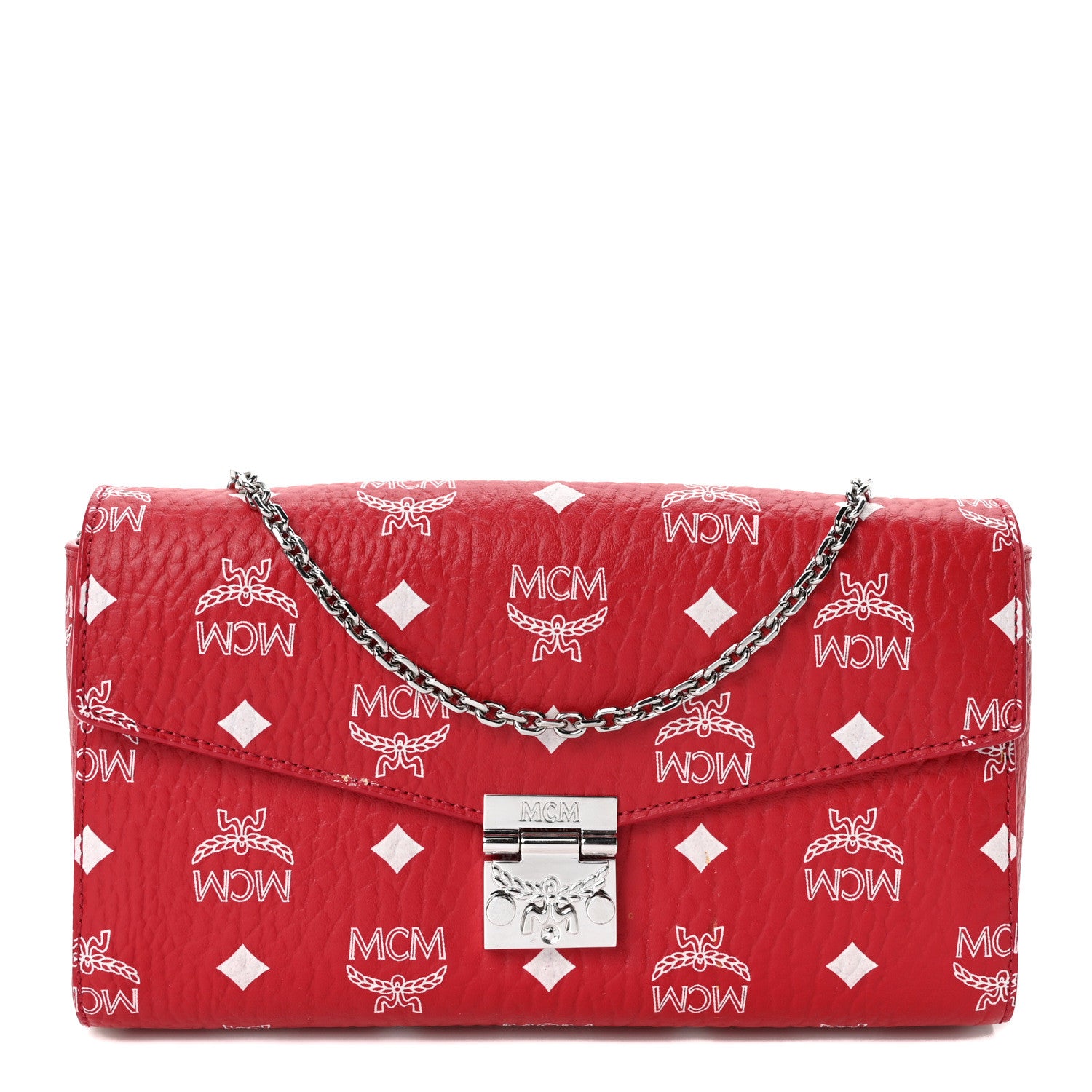 MCM Visetos Patricia Wallet On Chain Red 1 of 8