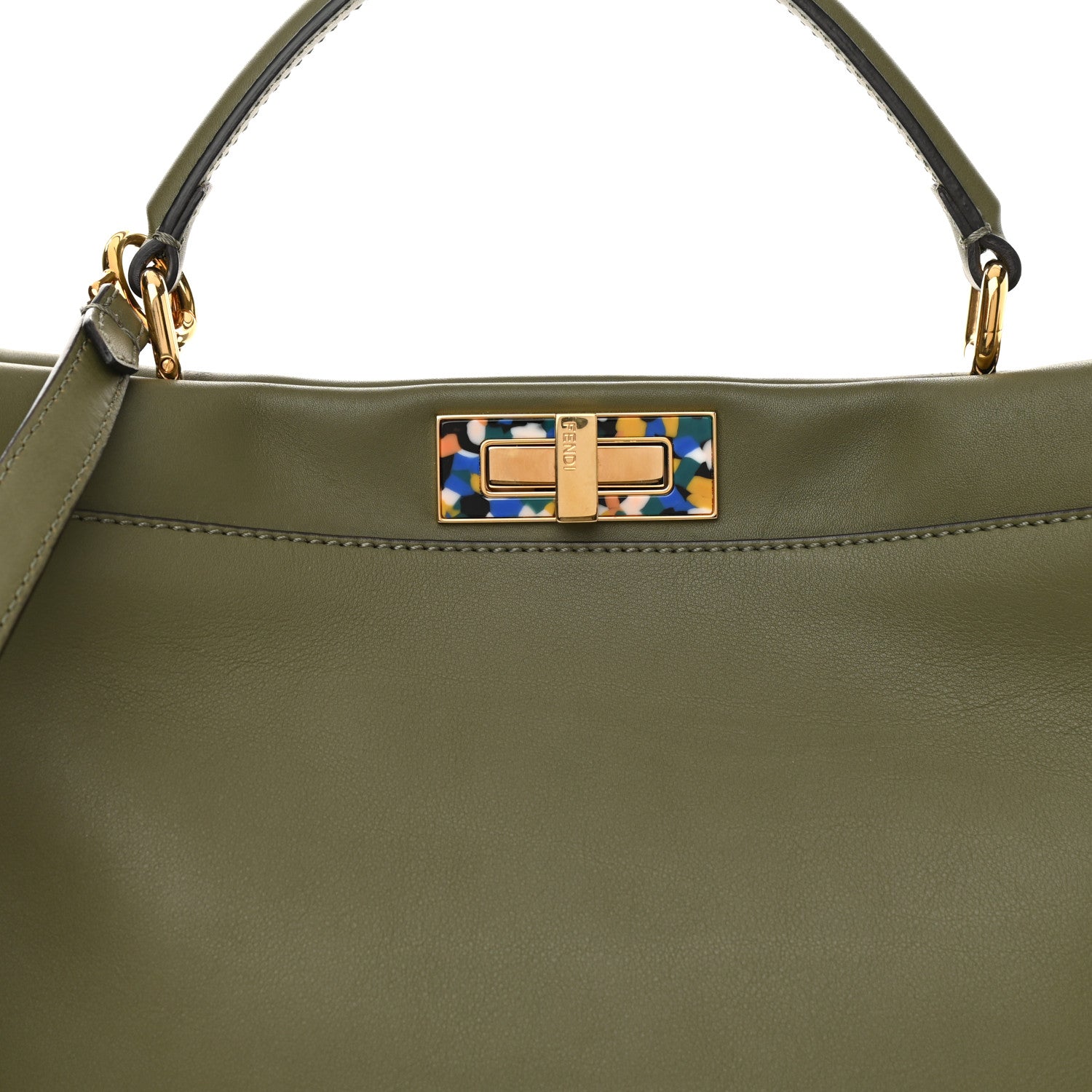 Fendi Vitello Seta Plexiglass Granite Large Peekaboo Iconic Satchel Equatore 8 of 10