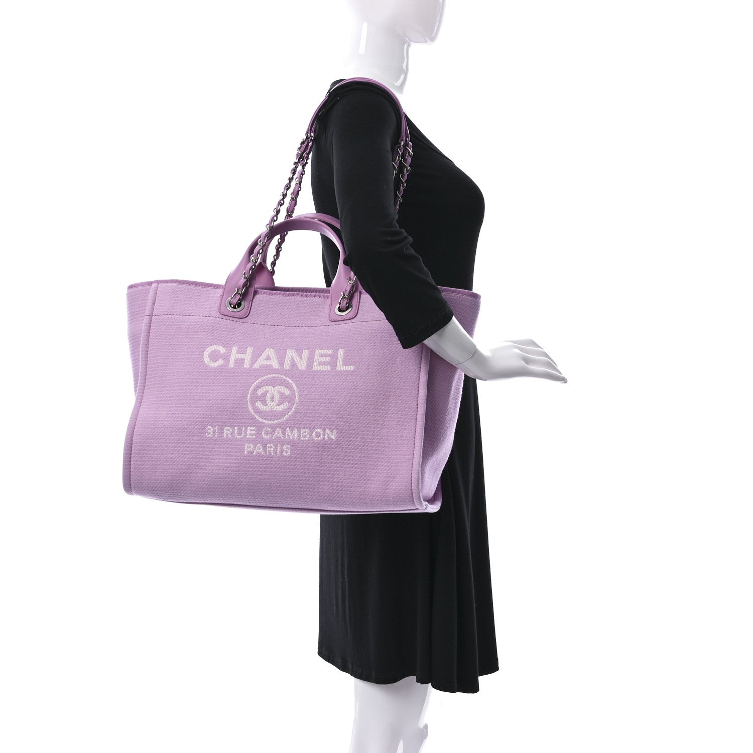 Chanel Mixed Fibers Medium Deauville Tote Dark Pink 2 of 10