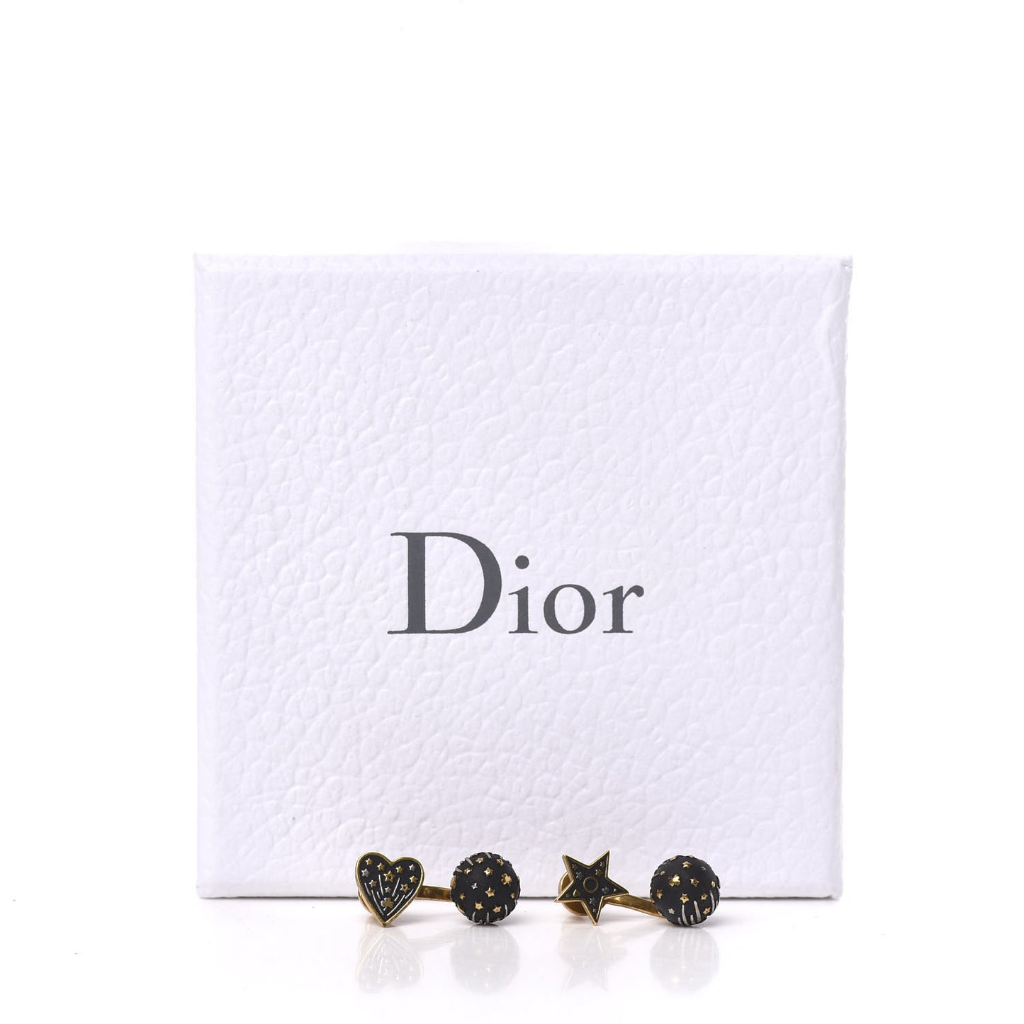 Metal Star Heart Earrings Black Gold