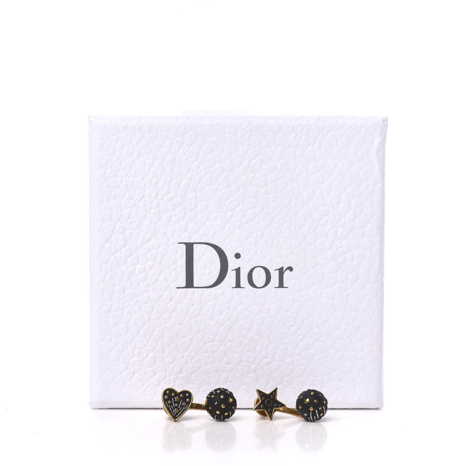 Christian Dior Metal Star Heart Earrings Black Gold 5 of 5