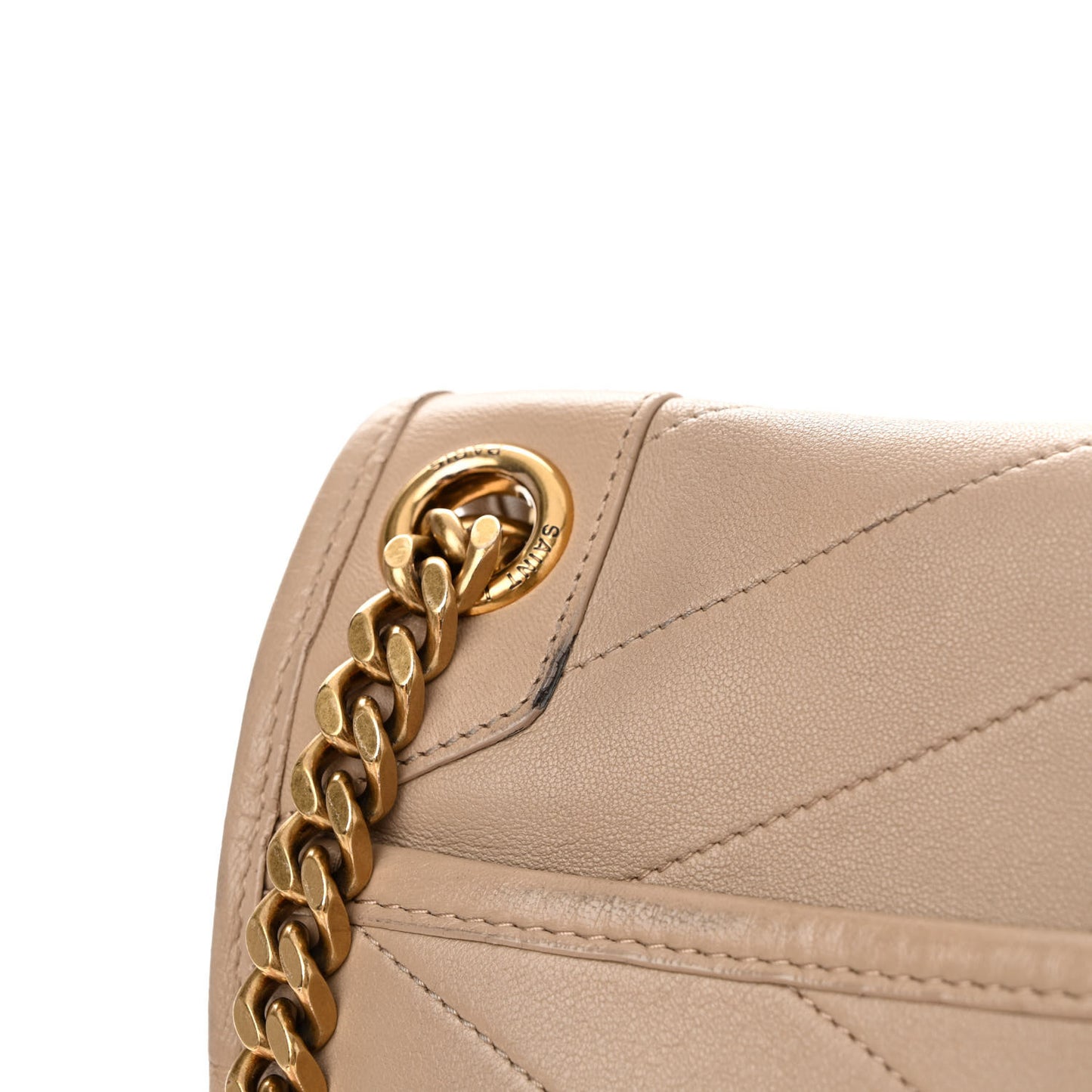 Lambskin Matelasse Monogram Medium Niki Chain Satchel Dark Beige