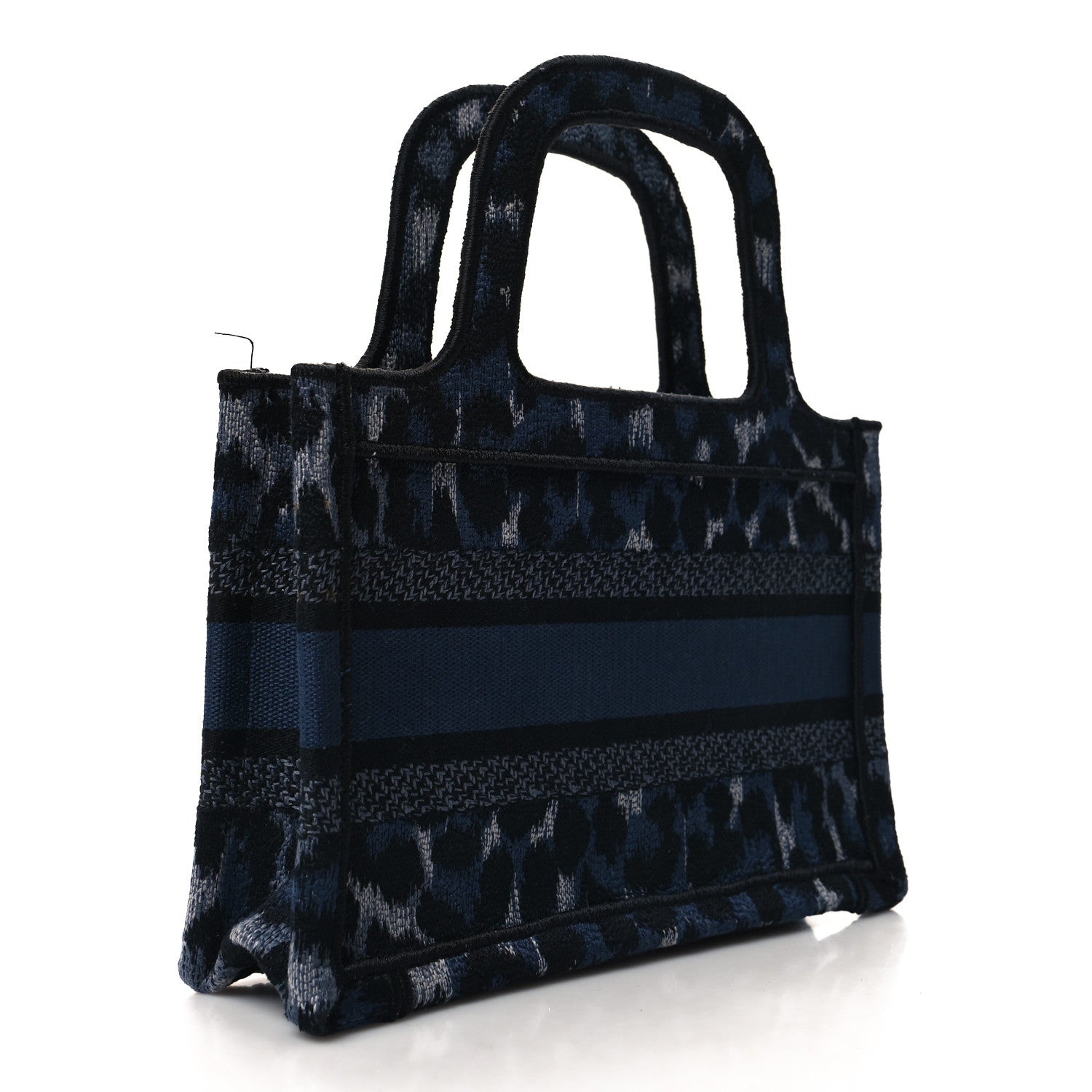 Christian Dior Canvas Mizza Embroidered Mini Leopard Book Tote Blue 3 of 10
