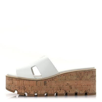Hermes Calfskin Cork Eze 30 Sandals 38 White 1 of 12