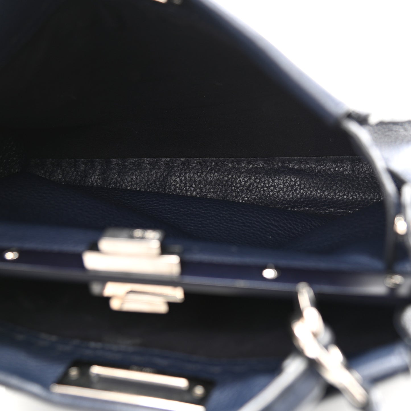 Cuoio Romano Selleria Medium Peekaboo Iconic Satchel Blue Notte