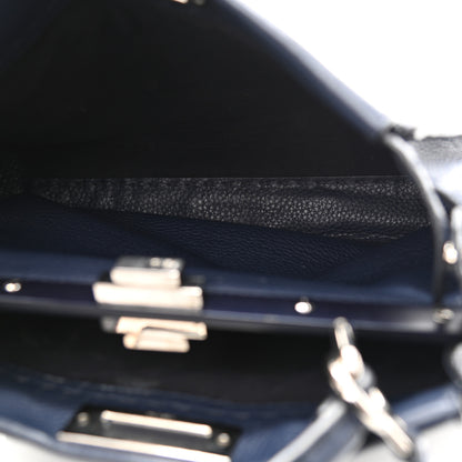 Fendi Cuoio Romano Selleria Medium Peekaboo Iconic Satchel Blue Notte 6 of 11