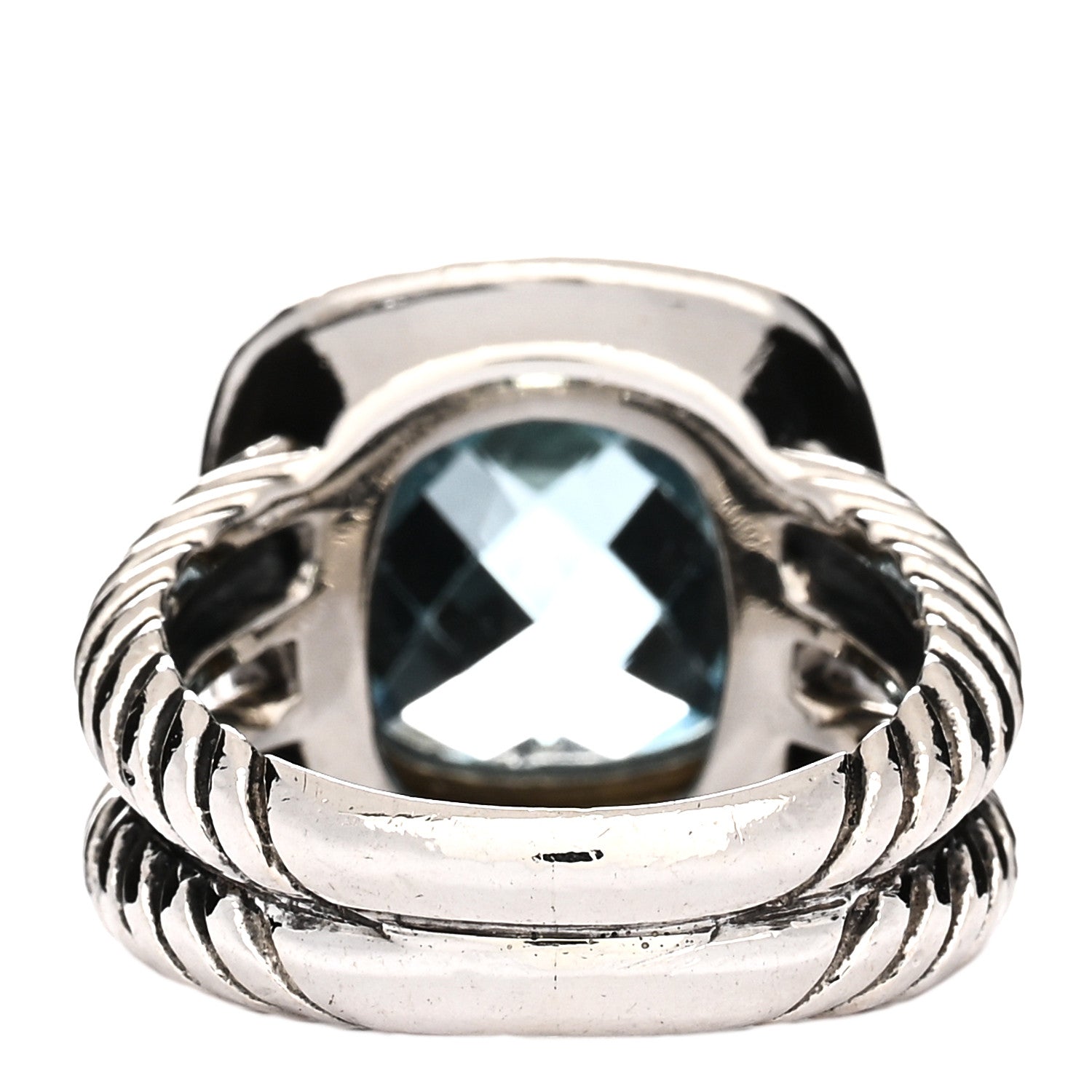 David Yurman Sterling Silver Diamond Blue Topaz 11mm Albion Ring 50 5.5 3 of 4