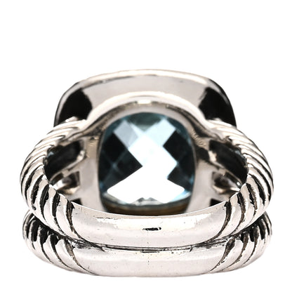 David Yurman Sterling Silver Diamond Blue Topaz 11mm Albion Ring 50 5.5 3 of 4