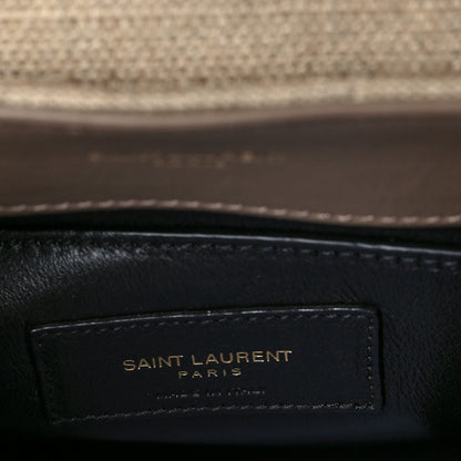 Saint Laurent Linen Y Quilted Monogram Small Loulou Chain Satchel Natural Taupe 6 of 8