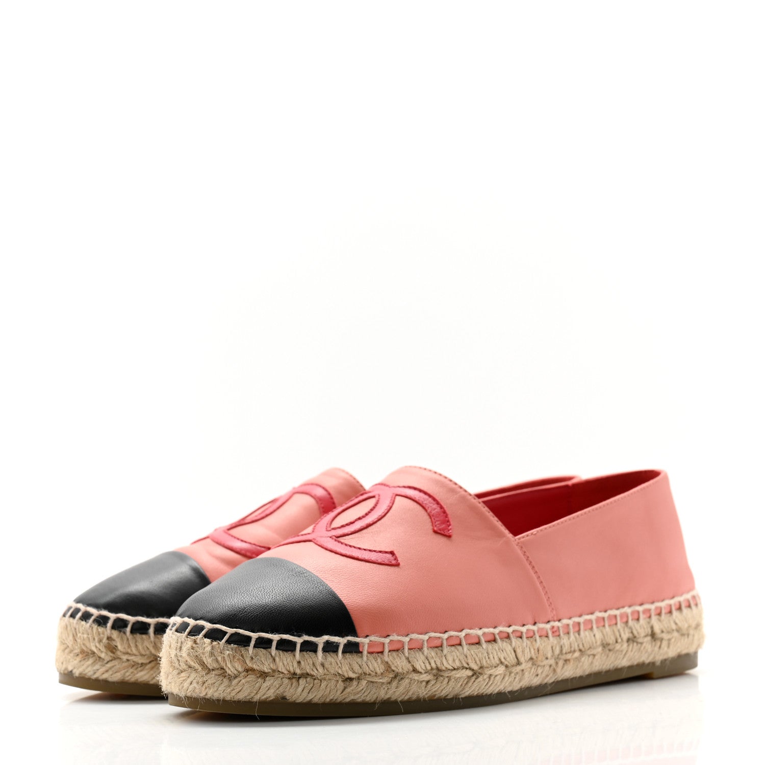 Chanel Lambskin CC Espadrilles 38 Pink Red Black 3 of 9