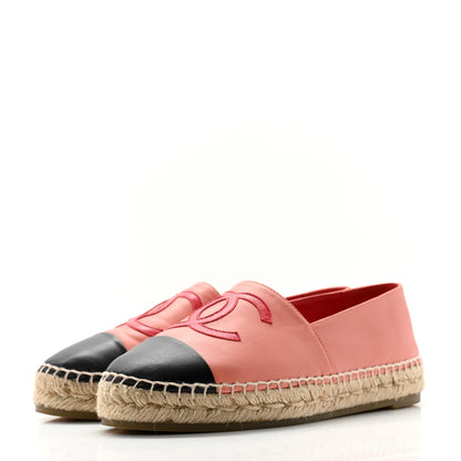 Chanel Lambskin CC Espadrilles 38 Pink Red Black 3 of 9