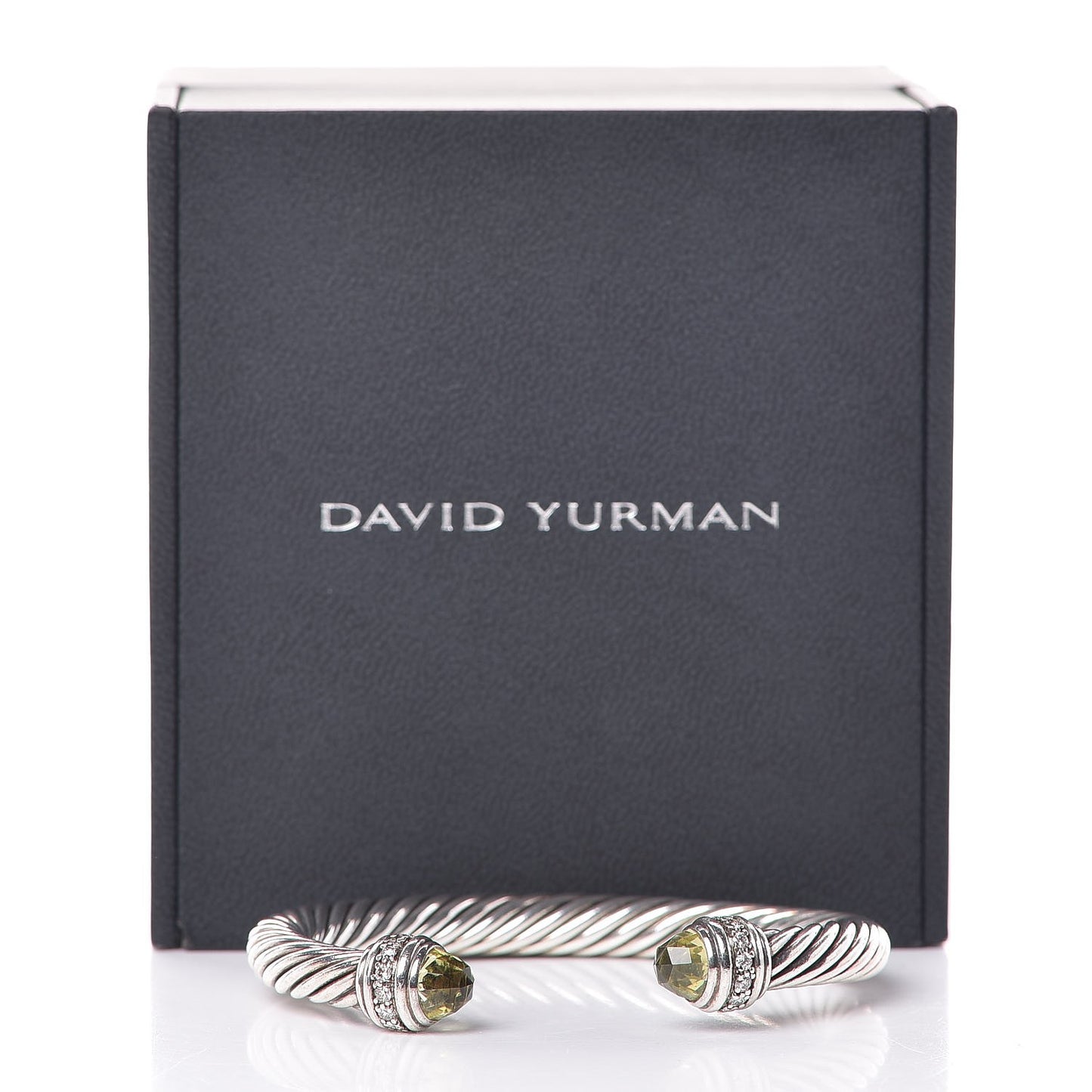 Sterling Silver Diamond Lemon Citrine 7mm Cable Classics Bracelet