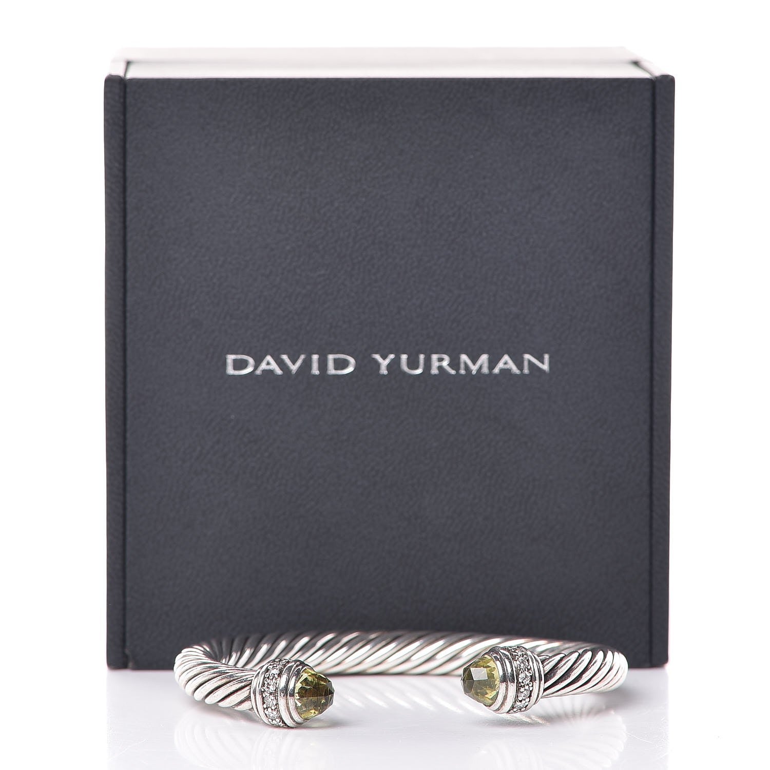 David Yurman Sterling Silver Diamond Lemon Citrine 7mm Cable Classics Bracelet 6 of 6