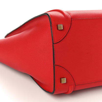Celine Drummed Calfskin Mini Luggage Coquelicot 8 of 12