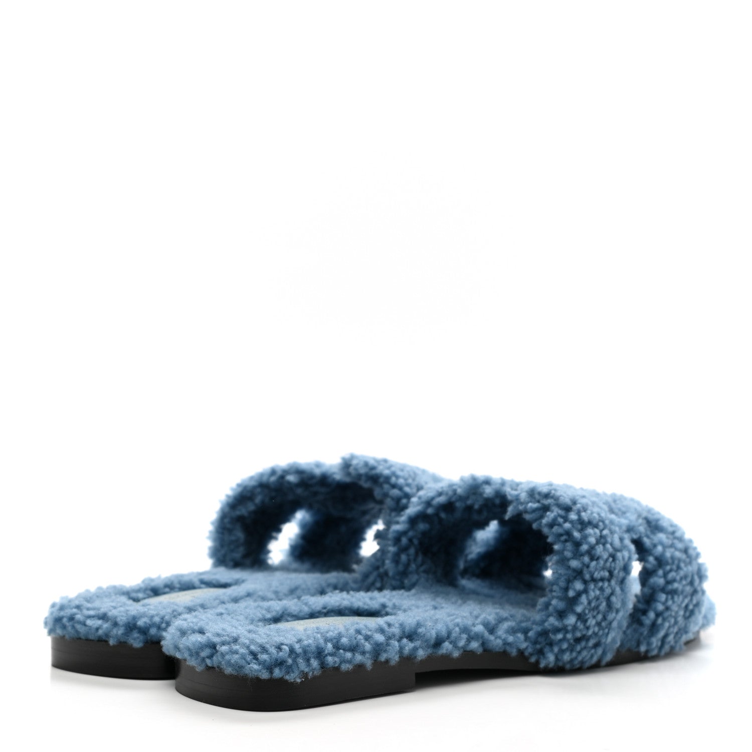Hermes Woolskin Oran Sandals 39 Bleu 4 of 8