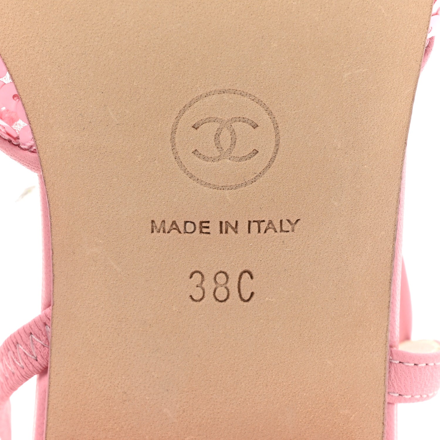 Chanel Sequins Satin Cap Toe CC Slingback Flat 38 Pink Black 6 of 9