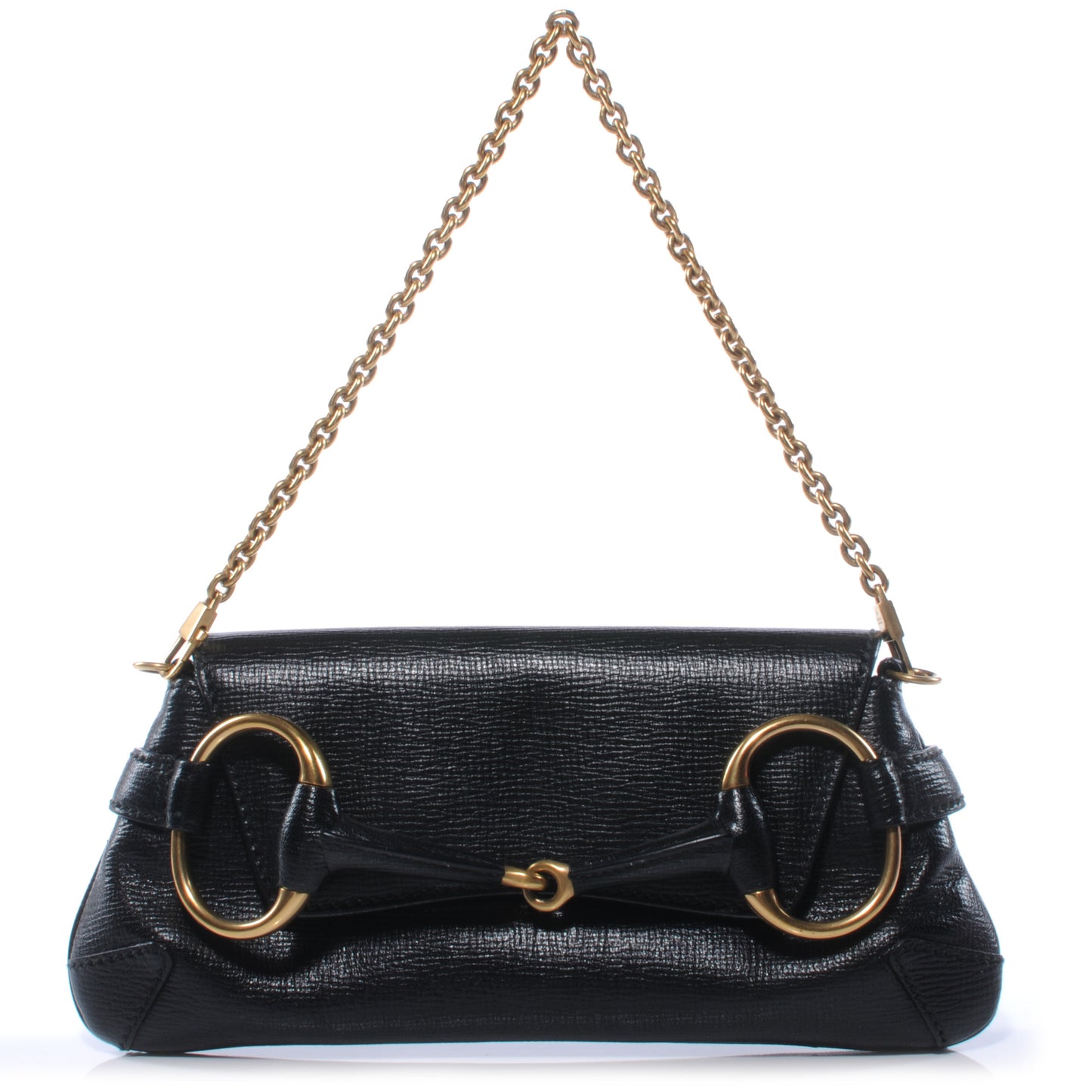 Leather Horsebit Clutch Bag Black