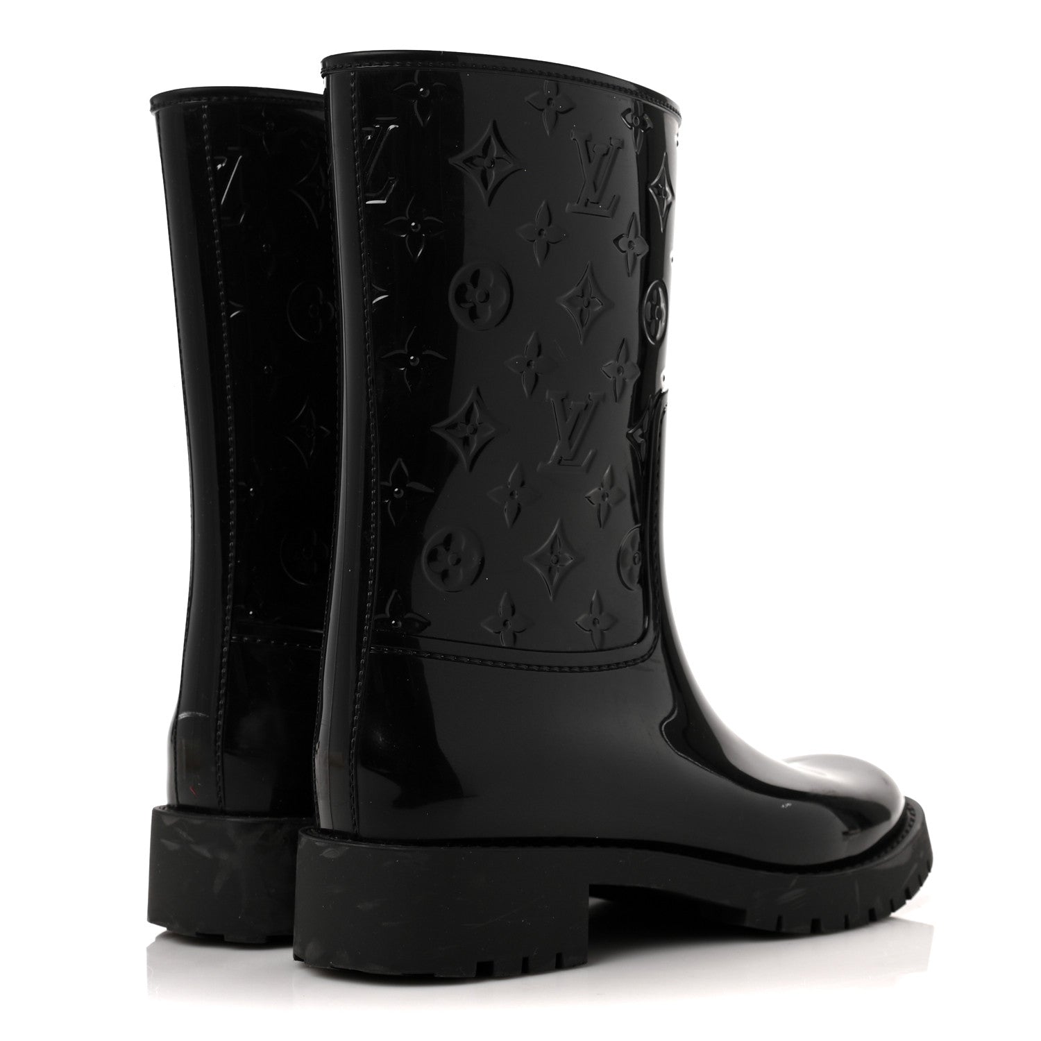 Louis Vuitton Rubber Embossed Monogram Splash Rain Short Boots 39 Black 4 of 9
