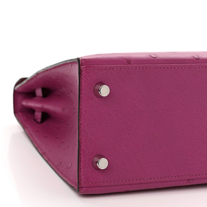 Hermes Ostrich Kelly Sellier 25 Rose Pourpre 9 of 12