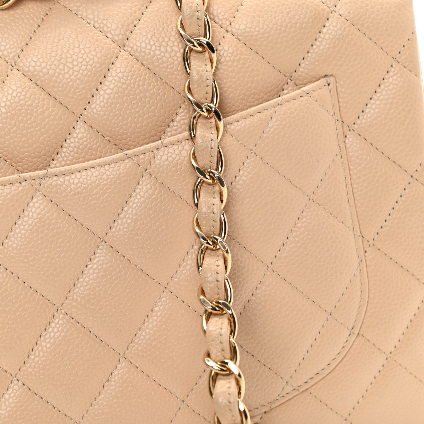 Caviar Quilted Jumbo Single Flap Beige