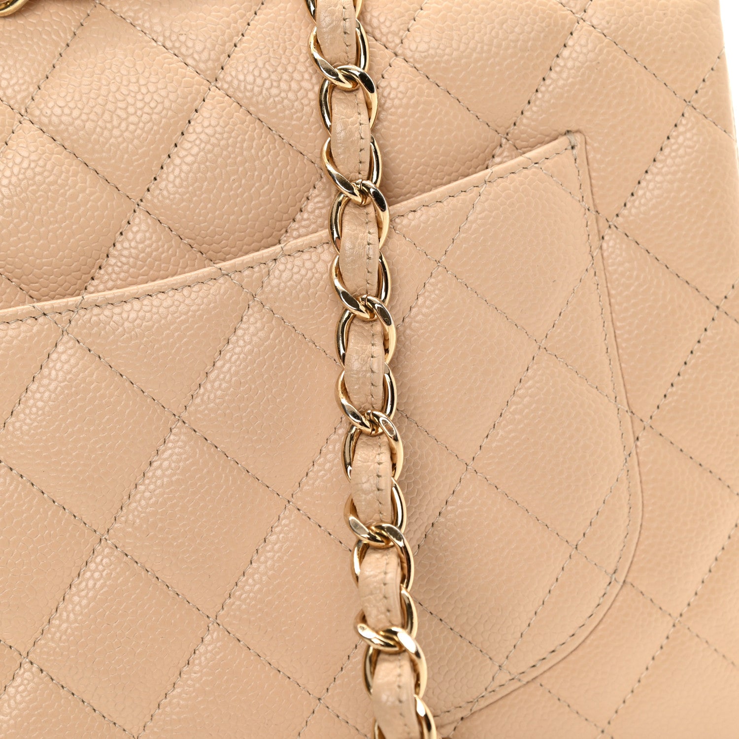 Chanel Caviar Quilted Jumbo Single Flap Beige 13 of 17