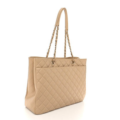 Chanel Calfskin Quilted Large Classic Shopping Tote Beige 3 of 10