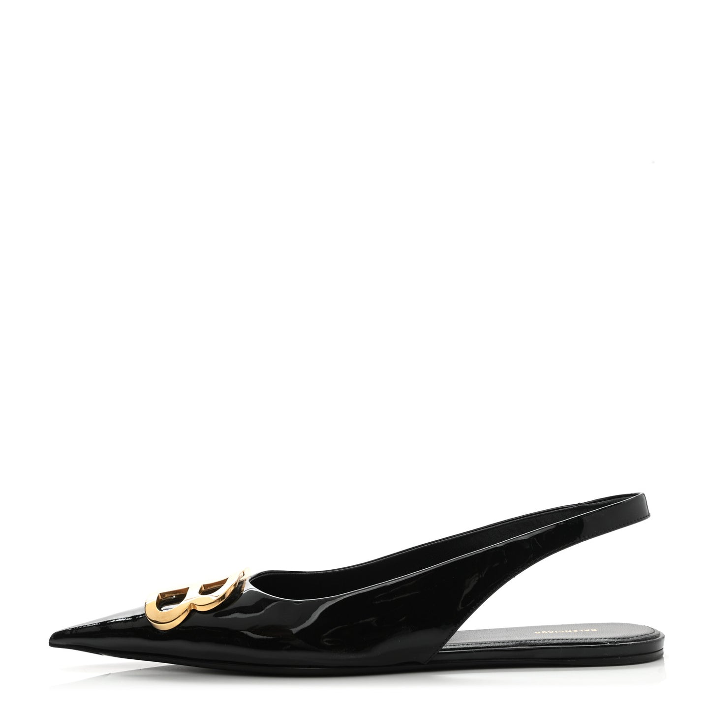 Patent BB Knife Pointy Toe Slingback Flats 39 Black