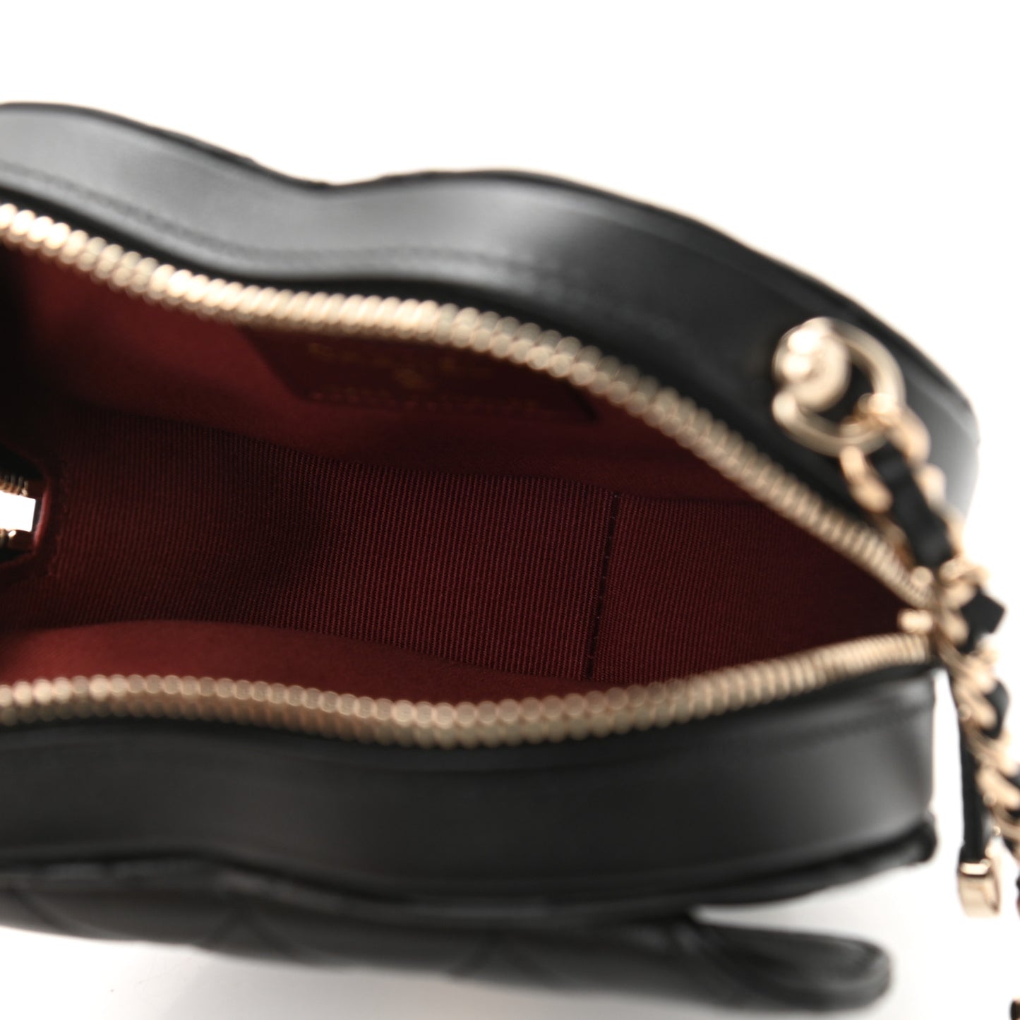 Lambskin Quilted CC In Love Heart Clutch With Chain Black