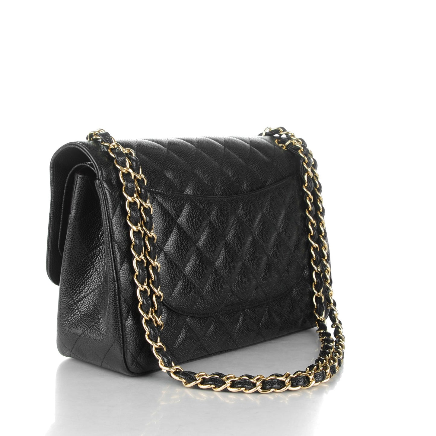 Caviar Quilted Jumbo Double Flap Black
