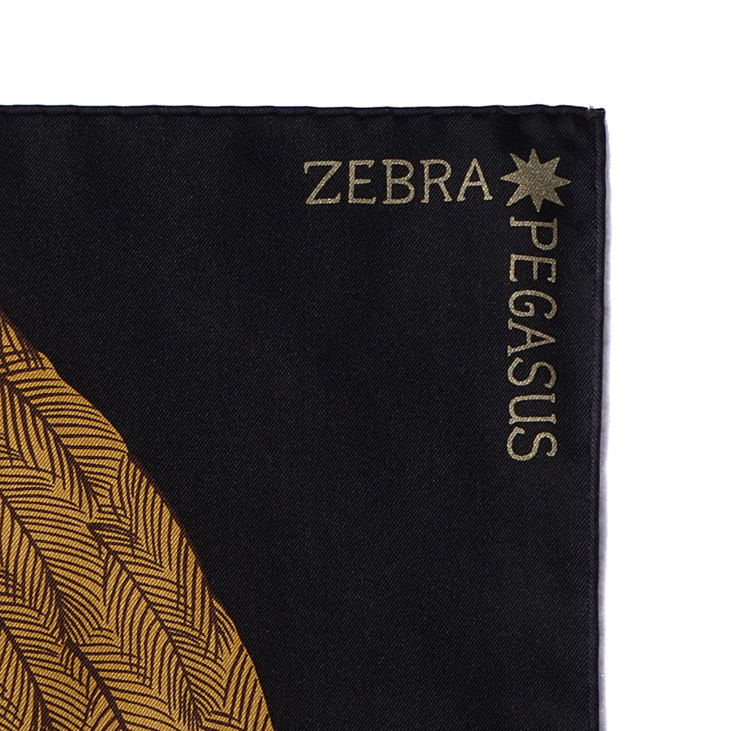 Silk Twill Zebra Pegasus Scarf 90 Noir Bronze Marron
