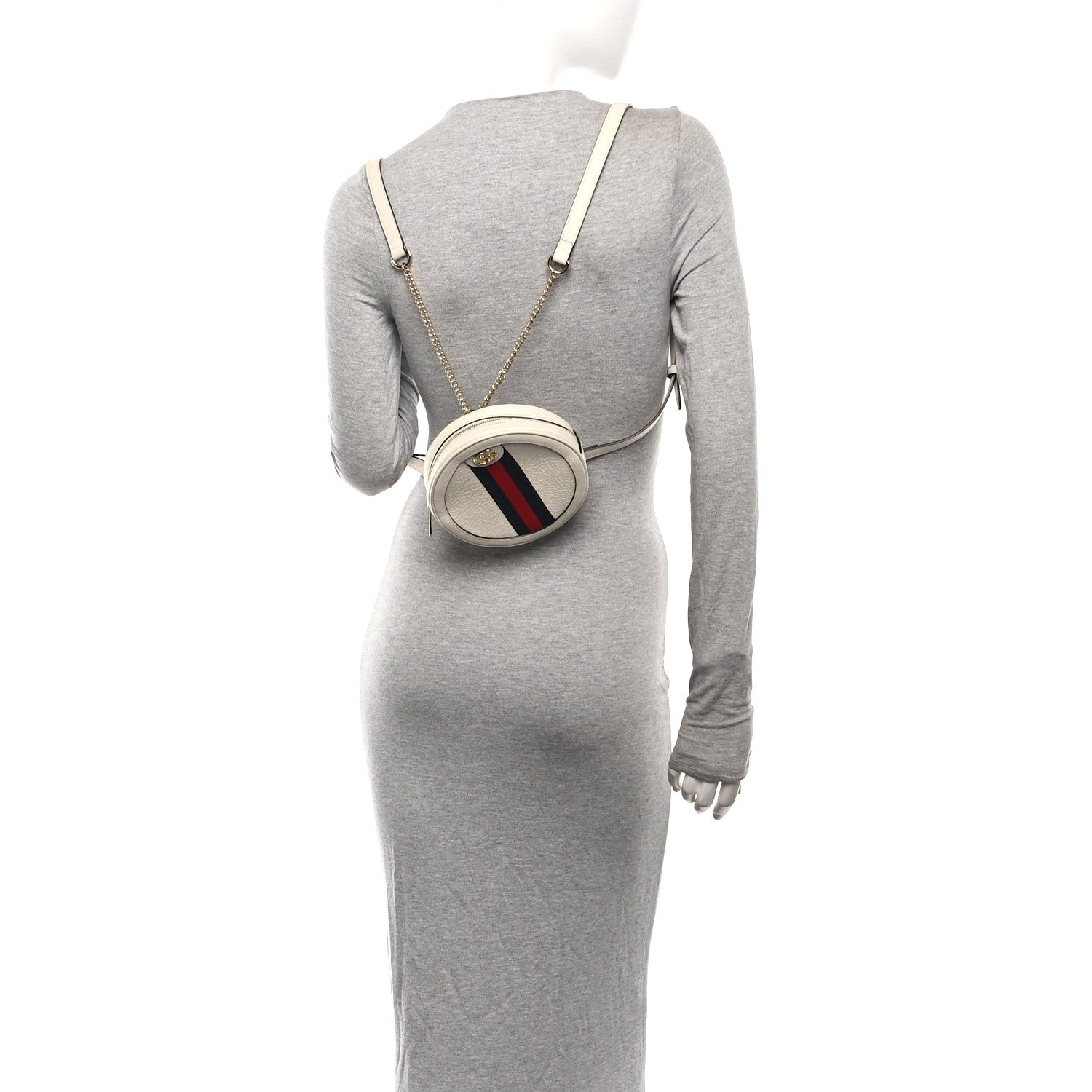 Gucci Textured Calfskin Web Mini Ophidia Round Backpack Mystic White 2 of 10